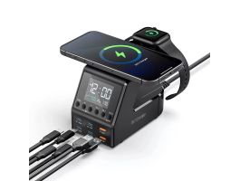 BlitzWolf BW-FW10 ébresztőóra töltővel, 2xUSB-A, 4xUSB-C, 240 W
